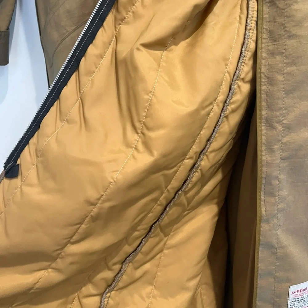 London Fog Vintage Golden Tan Thinsulate Quilted Lined Trench Coat Sz. 10 - Picture 7 of 10
